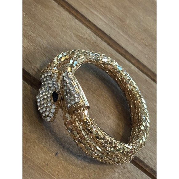 Gold Snake-Style Rhinestone Wrap Bracelet - Picture 10 of 12